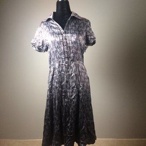 RARE Small French Vintage silk grey and silver dress